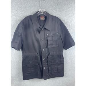 Europe Craft Shirt Men's US L EU 42 Black Short Sleeve Button Up Vintage Pockets